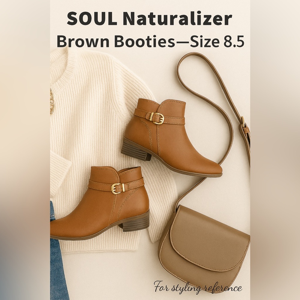 SOUL Naturalizer Brown Booties – Size 8.5 | Zip Closure | New